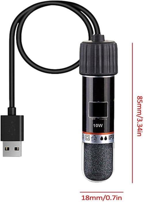 Mini akvaariolämmitin termostaatti 10W USB - Ladattava - Kompakti - Musta