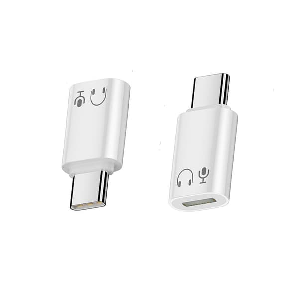 Lightning hun til Type-C han adapter i aluminiumslegering til hovedtelefoner - HiFi lydkvalitet Hvid