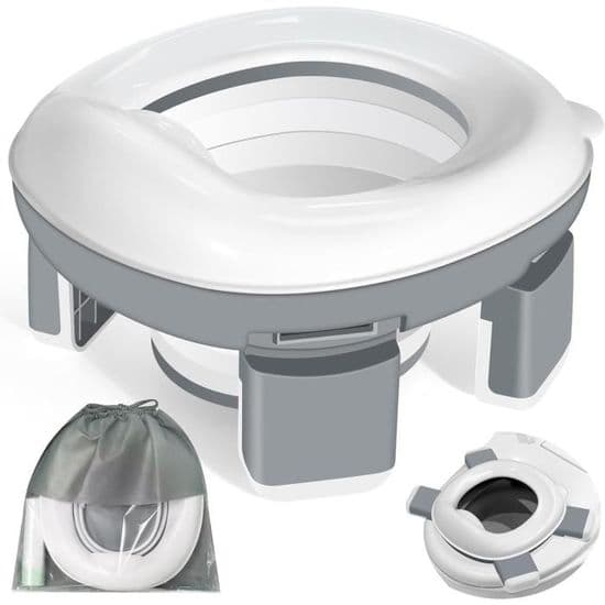 Sammenleggbart Baby Potty-sete, 3-i-1 Toalettsetereduserer for Barn, Reisepotte med Oppbevaringspose