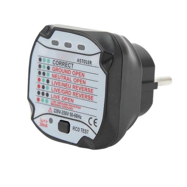 Plug Socket Tester Nøyaktig Deteksjon Rask Respons Socket Detektor EU Plugg 220V?250V