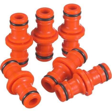 Dubbla hankopplingar för slangrör för att sammanfoga trädgårdsslangar (orange)