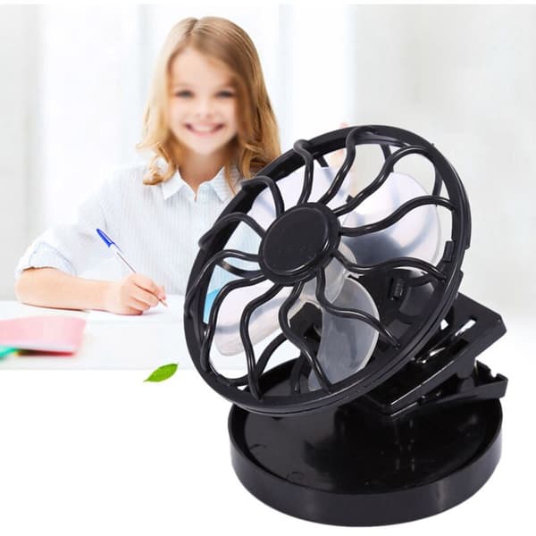 Bærbar Mini Solar Clip Ventilator - Øjeblikkelig Aircondition til Rejser, Camping og Vandreture - Sort