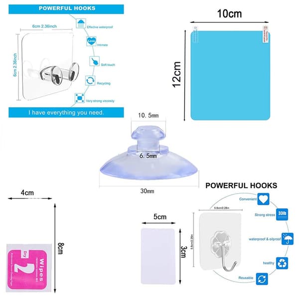 Wall-mounted Shower Mirror with Hook and Anti-fog