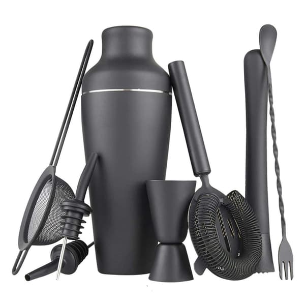 Cocktail Shaker Sett, 8 Deler - Svart