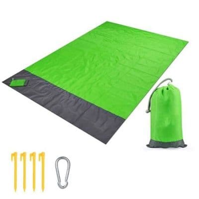 Vanntett strandmatte Camping Piknikteppe Sandfritt Sammenleggbart Bærbart for Strand Piknik Hage - Grønn - 210x200cm