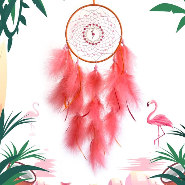Boho-höyhenseinäkoriste, seinävaate makuuhuoneeseen, punainen