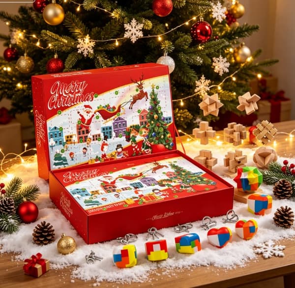 24 dagar julkalender blindlåda, träpusselset, julklapp för barn, ny 2026