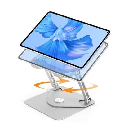 360° Roterende Desktop Tablet Stand, Stål iPad Stand med Kølehulrum, MacBook Pro Stand