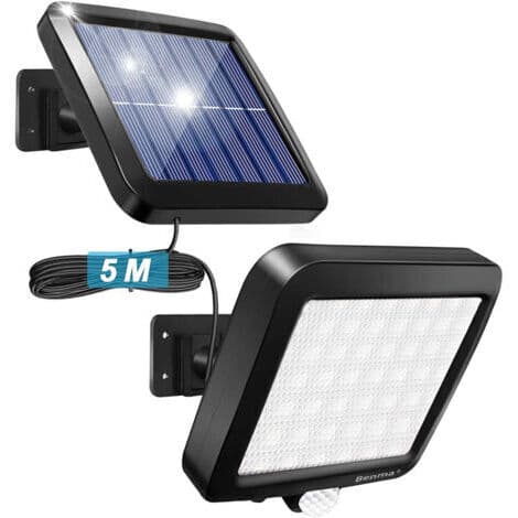 Utomhus LED-strålkastare med solpanel, rörelsesensor och skymningssensor