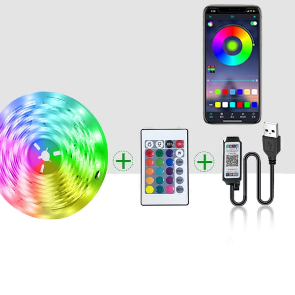 5M RGB USB LED-valonauhat Bluetooth APP-ohjauksella