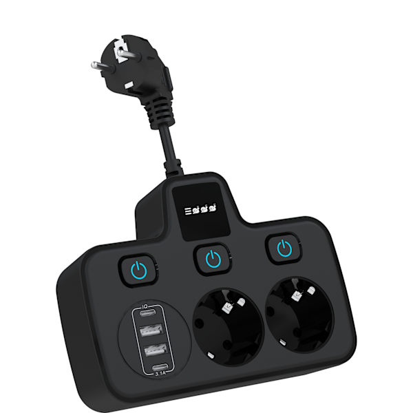 BKL-503 EU Quick Charging Power Strip Black White