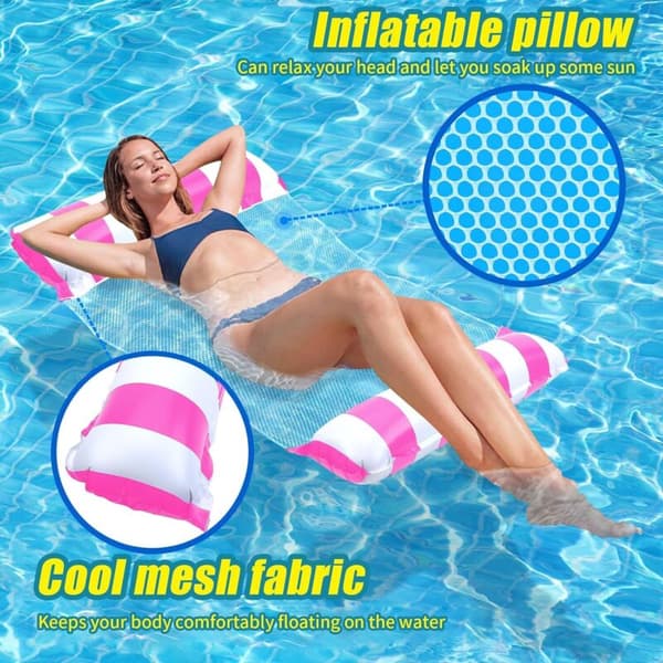 Voksen Pool Float (2 Stykker). 4-i-1 XL Oppustelig Poolmadras. Oppustelig Pool Hængekøje. Pool Net Madras.