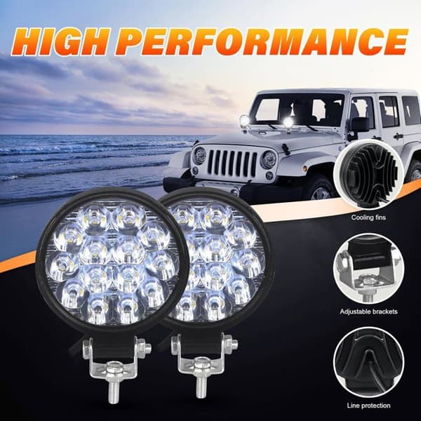 Stk runde LED arbeidslys, 3,2 tommer 42W Mini Spotlight Lys 12V 24V LED arbeidslampe 6000K Spot Tåkelys