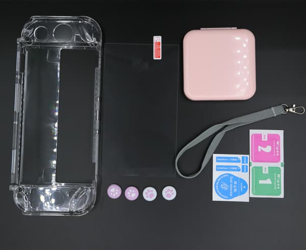 Nintendo Switch OLED -yhteensopiva kotelo ja 8-osainen lisävarustesarja
