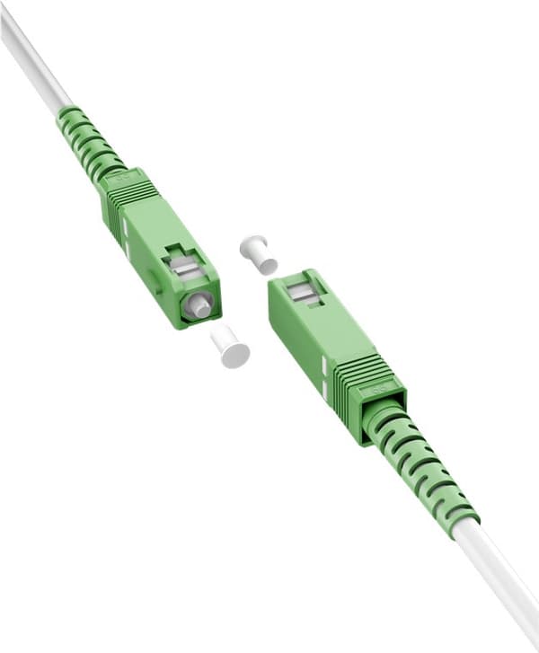 Fiberoptisk kabel (FTTH), Singlemode (OS2) Hvit, hvit (Simplex), 0,5 m