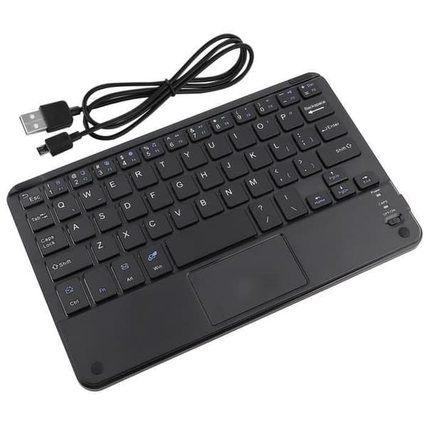 Litet Bluetooth-tangentbord, ultratunt mini trådlöst tangentbord med pekplatta för Android surfplatta PC under Windows, lagring och
