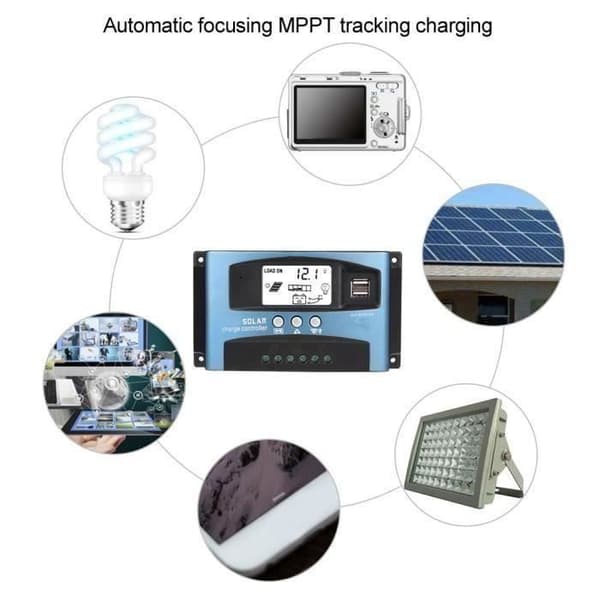 60A MPPT 12V/24V laddningsregulator för kompatibla solpaneler (ABS)