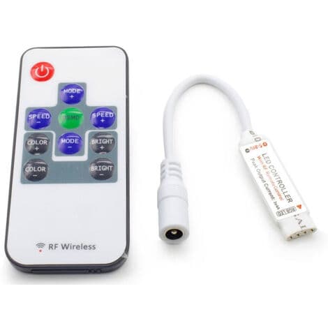 RGB LED-kontroller, RF trådløs kontrollenhet, fjernkontroll, 5-24V, 3 x 4A, 12A