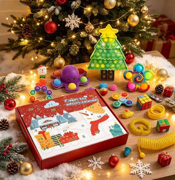 24 dagar julkalender blindlåda, fidgetleksaksset med jultema, julklapp för barn, 2026 ny