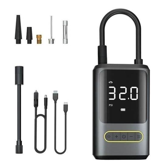 Sladdlös bildäckspump - Bärbar luftkompressor - 4000 mAh - LCD-skärm - Multifunktionell