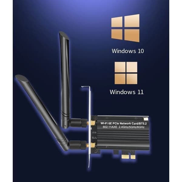 WiFi 6E PCIe-kort - 5400 Mbps - Bluetooth 5.2 - Tri-bånd 6/5/2.4 GHz