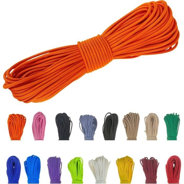 4 mm polyester paracord, rivebestandig fallskjermtau for overlevelse, 100 % polyester med 7 tråder, ensfargede