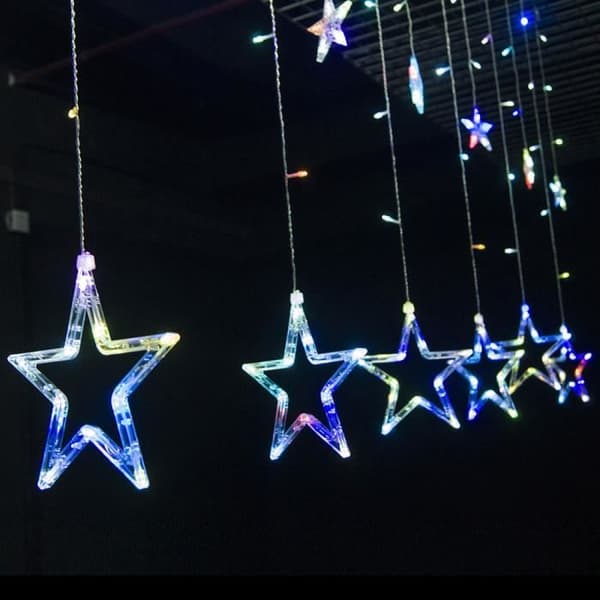 Stjerneformede LED-gardinlys - Juledekorasjon for hjem og fest