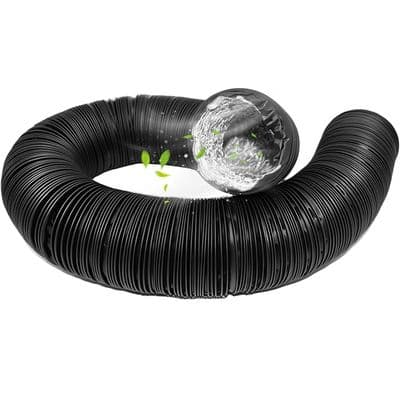 Luftavgasrör - Diameter: 100 mm - Längd: 6 m - Flexibel - PVC - Svart