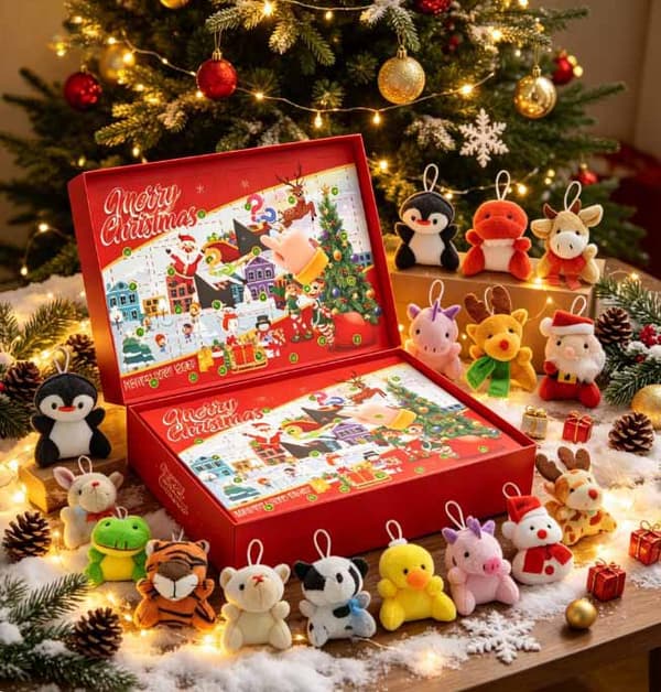 24 dager julekalender blindboks, mini dyre plysjpyntsett, julegave til barn, 2026 ny