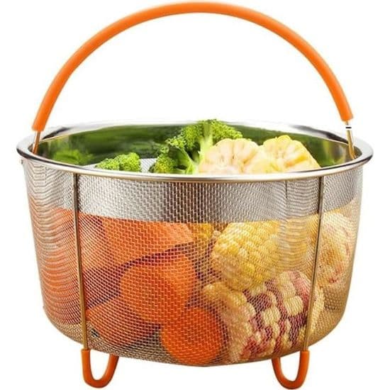 Dampkurv - Rustfritt stål - 6L - Silikonhåndtak - Tåler oppvaskmaskin - 21 cm