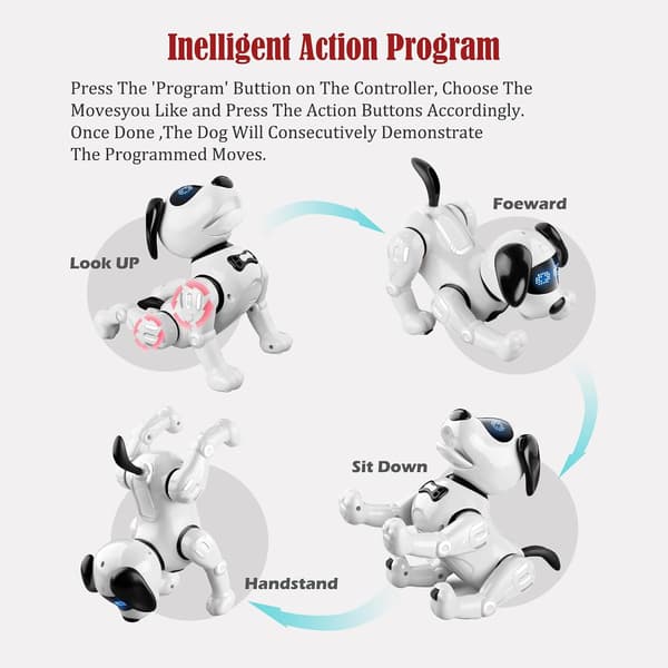Fjärrstyrd Robot Hund Leksak, Smart Programmerbar Valp Leksak Robot
