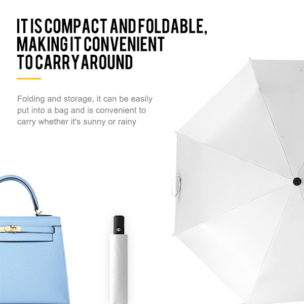 Automatic Foldable Umbrella with UV Protection White White
