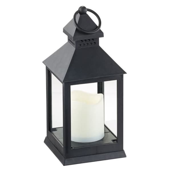LED-lykta - Lunartec - Svart - Flimrande flameffekt - 2-pack - Inbyggd timer