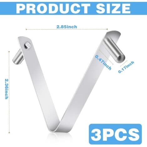 3 stk. Poolstang Universal V-clips til poolbørste, poolstangclips, stanghager, rustfri stålclips dobbeltstift fjederknap pooltilbehør