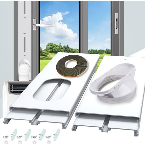 Skyvevindusforsegling for bærbart klimaanlegg – PVC-vindusventilasjonssett for eksosslange med 13 cm diameter