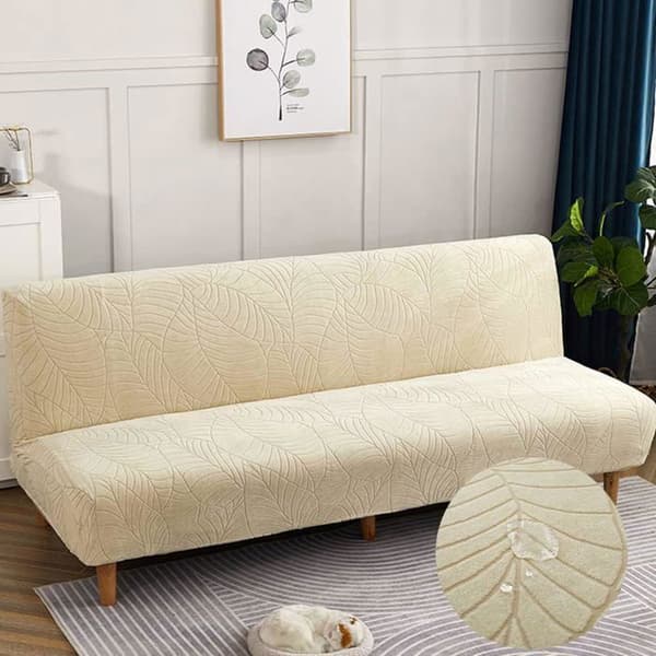 Jacquard sofabetræk, strækbart, vandtæt, universelt, uden armlæn, beige, 160-190cm