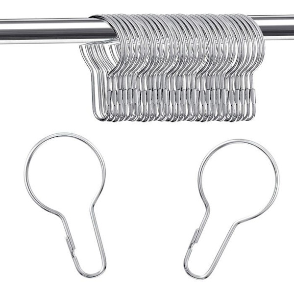 Gardinkroker - Rustfritt stål - 50-pakning - Sølv - 70x39 mm - Rustfrie