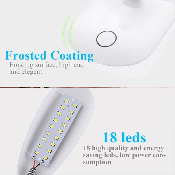 LED bordlampe vridbar, dimbar, batteridrevet Hvit