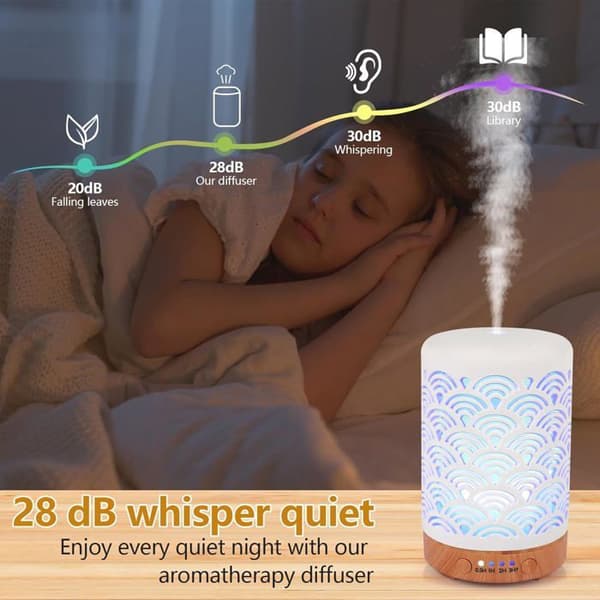 Eterisk oljediffuser, 100 ml keramisk diffuserluftfukter, elektrisk hjemmeduftdiffuser med 7 LED-farger