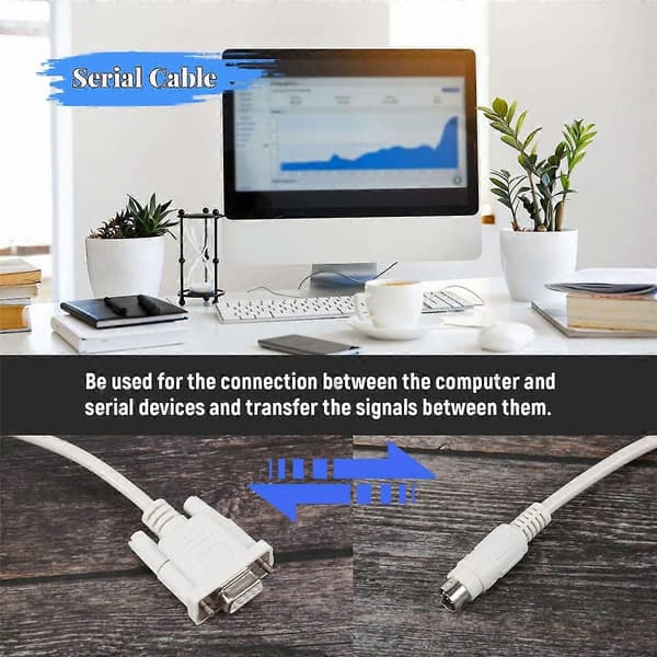 DB9P till 8P Mini Din RS232 Nedladdningskabel Vit 2,5 m för PLC -EH