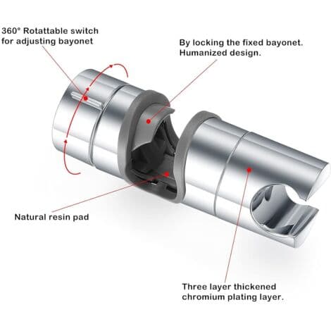 Udskiftelig håndbruserholder, forkromet ABS brusehovedholder, 18-25 mm justerbar diameter