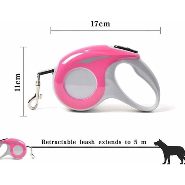 Infällbara hundkoppel, 5m infällbart hundkoppel, flexibelt infällbart hundkoppel, lämpligt för katter och hundar