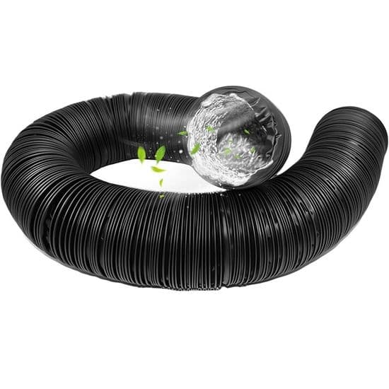 Luftavtrekksslange - Diameter: 100 mm - Lengde: 6 m - Fleksibel - PVC - Svart
