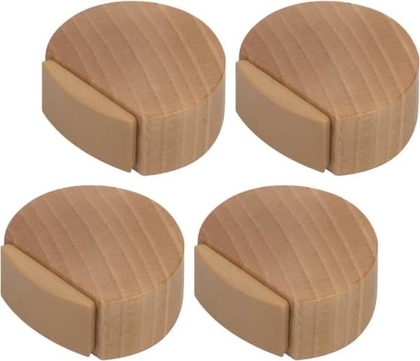 Selvklebende dørstopper - Dørstopper i tre for gulv og parkett - Diskret og elegant dørstopper - Sett med 4 (bøk)