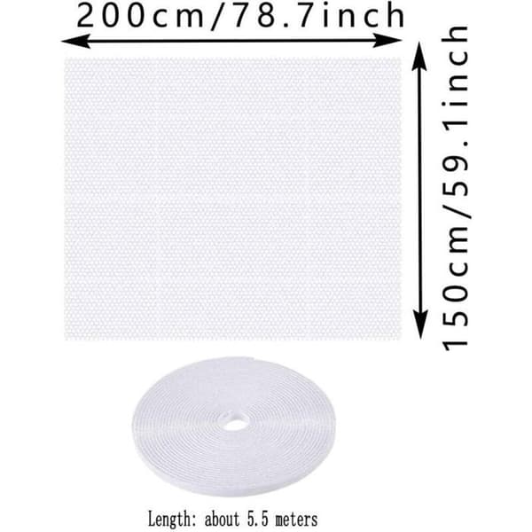 Vindusmyggnett - 3 stk 150x200 cm - Hvit - Gjenbrukbart