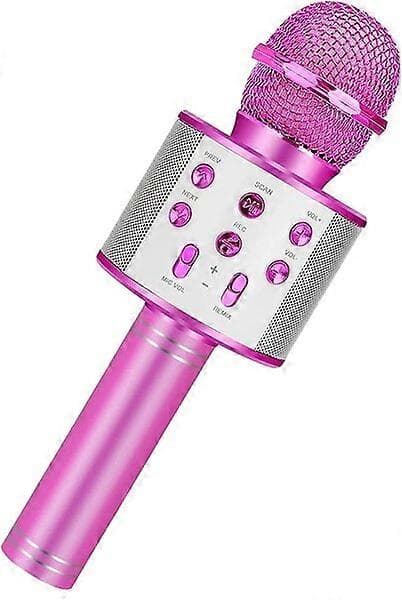 Rosaguld Bluetooth Karaoke mikrofon med stemmemodulation og ekkoeffekt