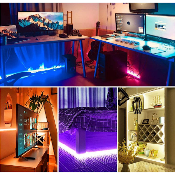 LED-lysstrimmel 7 farver med Bluetooth app-kontrol Sort 4 m