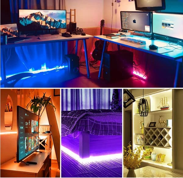 LED-valonauha 7 väriä Bluetooth-sovellusohjauksella Musta 4 m