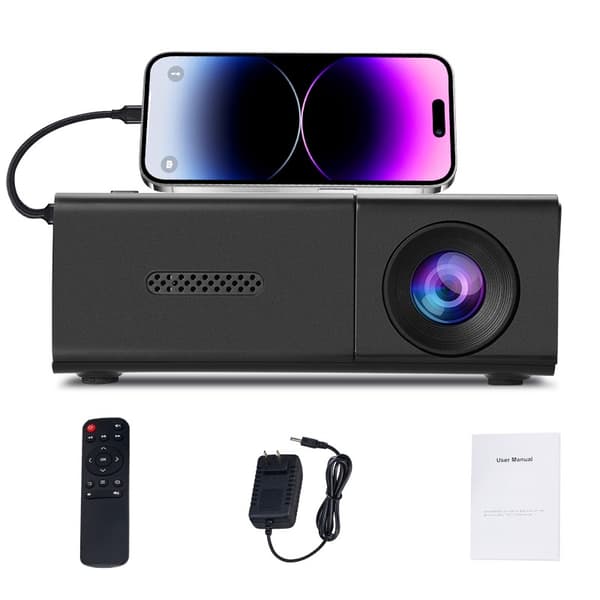 Compact YG300S Mini 3D Projector: Perfect for Home Cinema and Presentations, 1080P Support Black White