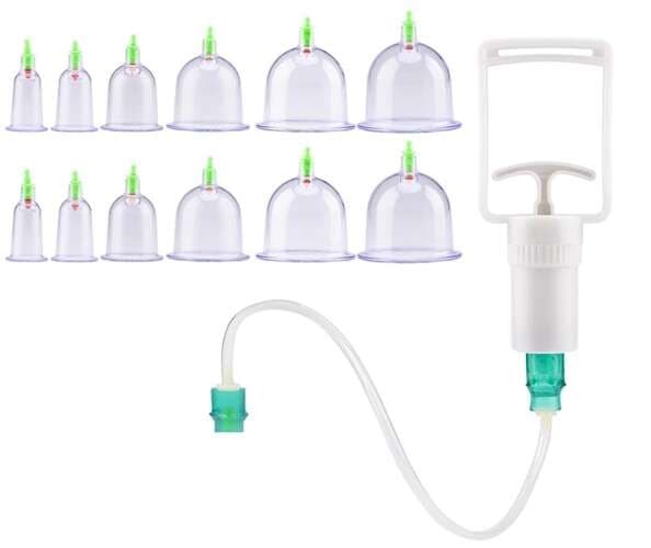 Cupping Sæt med Vakuumpumpe - 12 dele